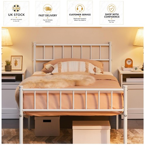 Modern white solid metal - metal, bed