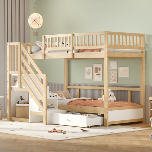 Wooden bunk bed 3ft single - wooden,