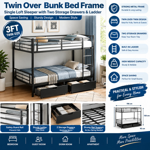 3ft twin over bunk - twin, bed
