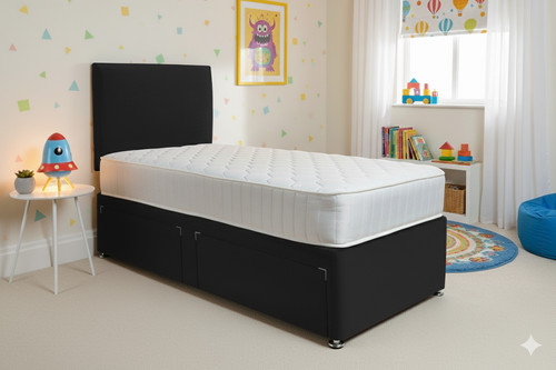 Plush single divan bed set - bed,